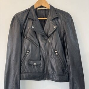 TRUTH AND PRIDE Black Moto‎ Biker Perforated Leather Jacket Sz Medium